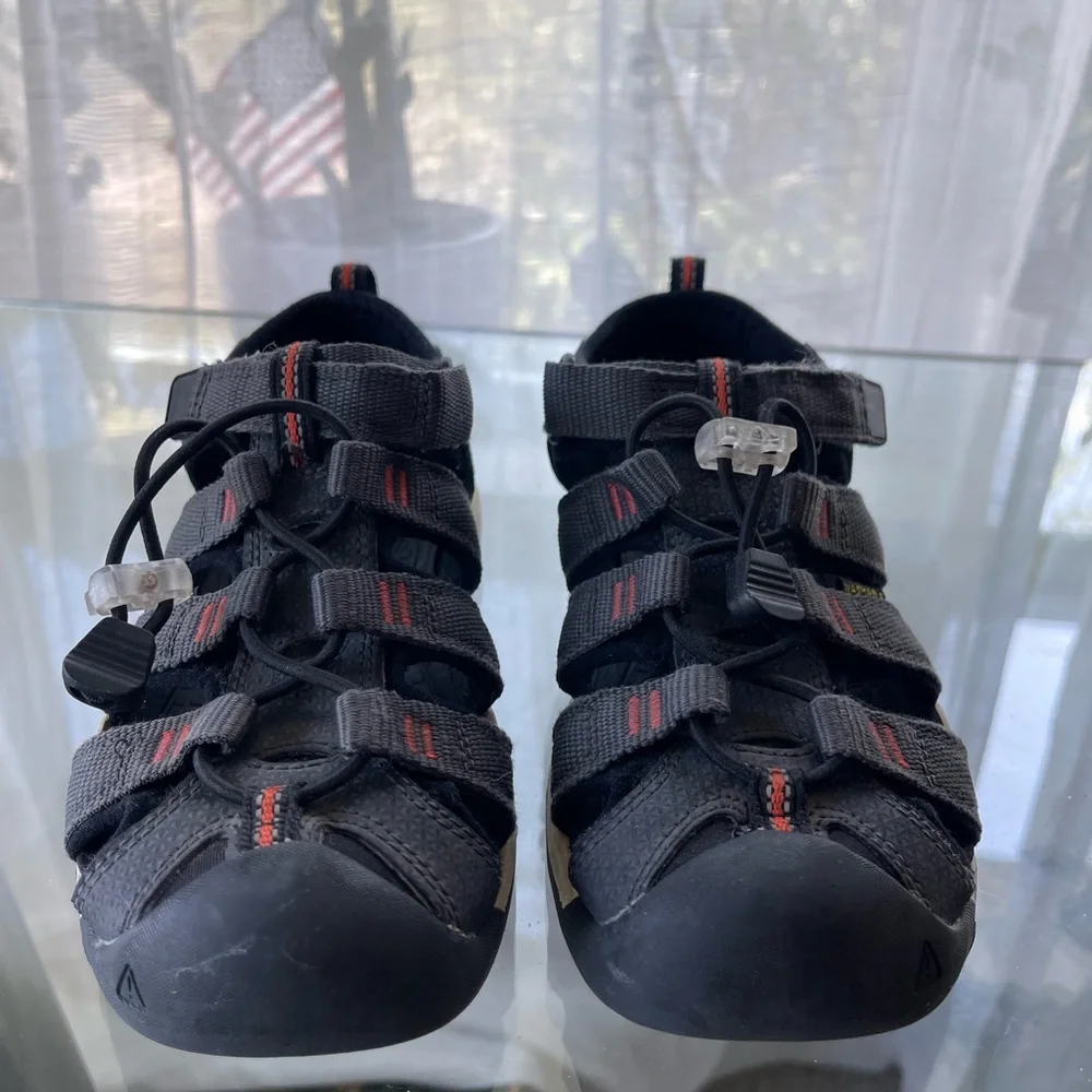 Keen‎ Sandals Kids 1 Newport Gray Orange 1018434 Terrain Hiking Washable